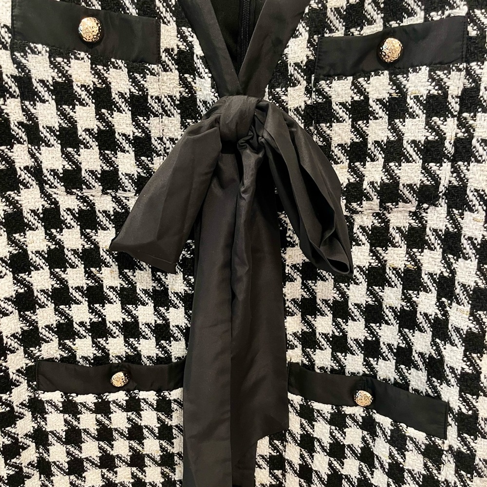Tuckernuck Pomander Place Coco Bow Tweed Houndstooth Dress, size XL - Picture 7 of 11